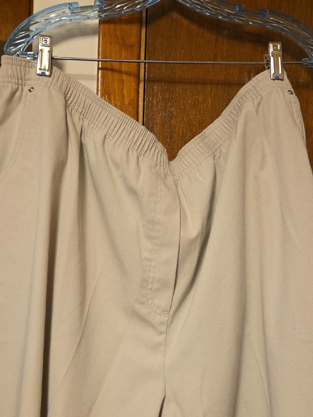 Studio Works Light Beige Elastic Waist Wide-Leg Pants